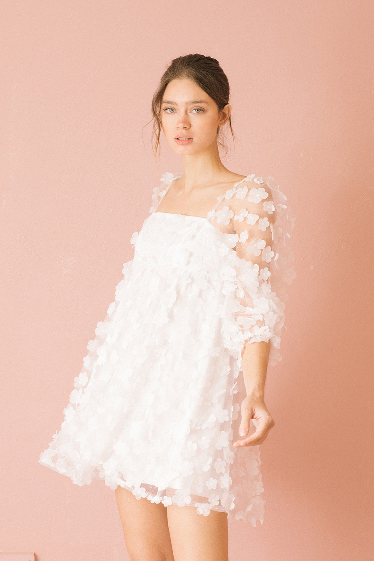 3-D Daisy Tulle Baby Doll Mini Dress – Penelope The Label