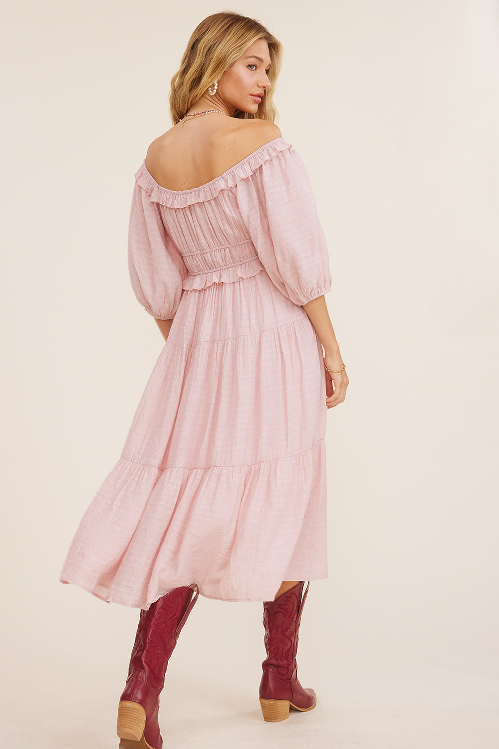 Ruffle Front Tie Tiered Maxi Dress Penelope The Label Ruffle Front Tie Tiered Maxi Dress Penelope The Label